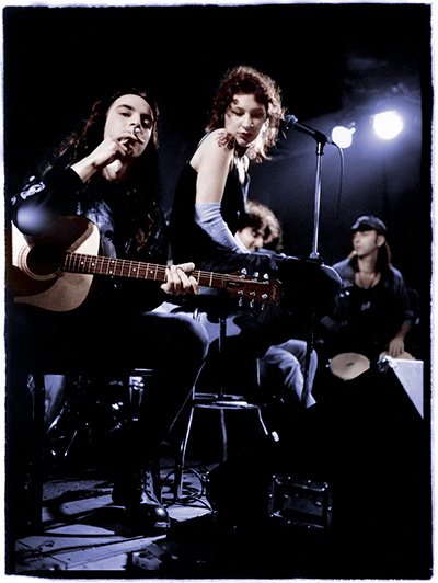 Performer surrounded by stage smoke